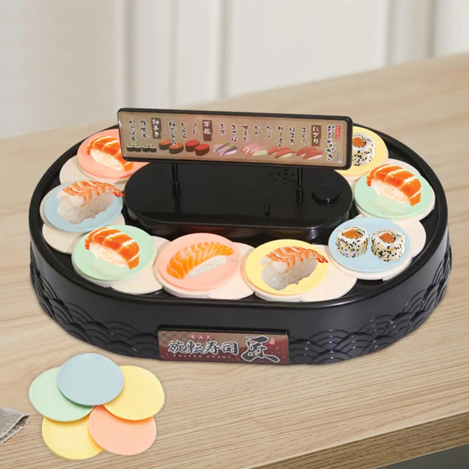 Sushi Machine Dessert Stand Electric with Serving Trays Rotating Cupcake Display Stand for Desserts Jewelry Sushi