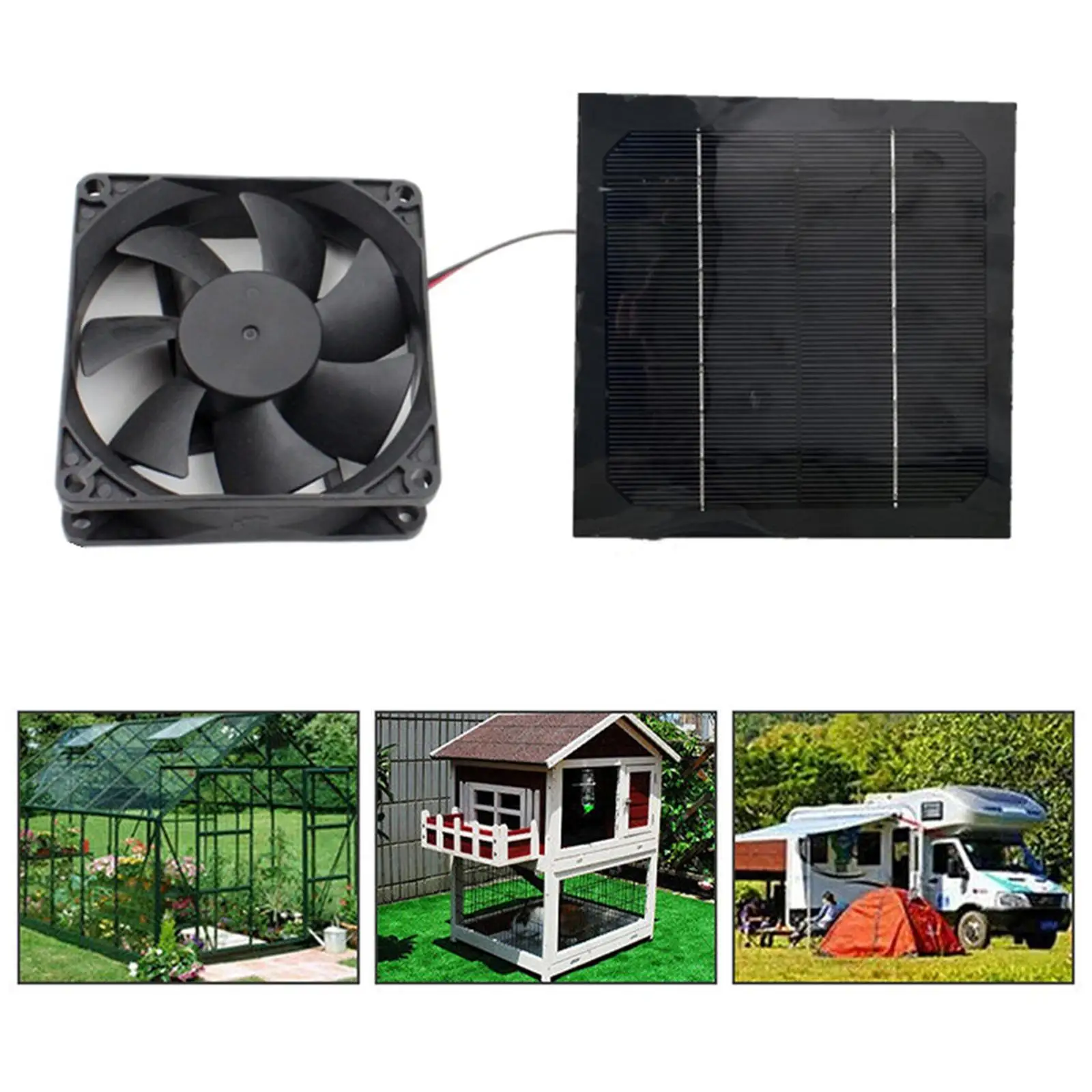 Solar Panel Powered Fan Mini Ventilator Air Extractor for Greenhouse Pet Dog Chicken House Greenhouse Cooling (20W)