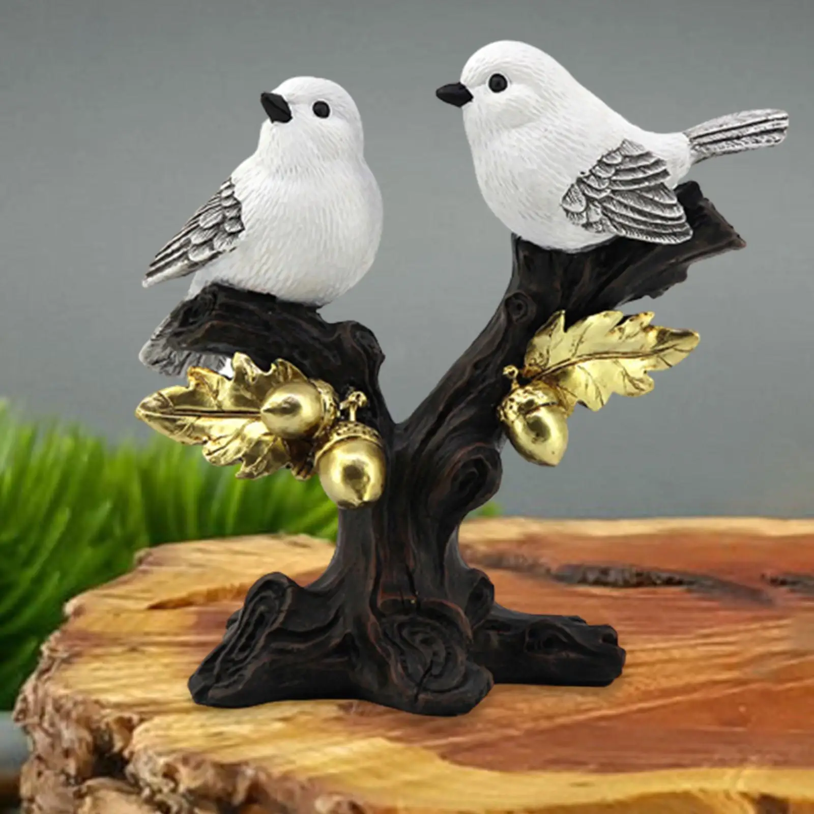 Bird Ornament Figurine Sculpture Funny Decor Bird Statue for Desk Porch Lawn