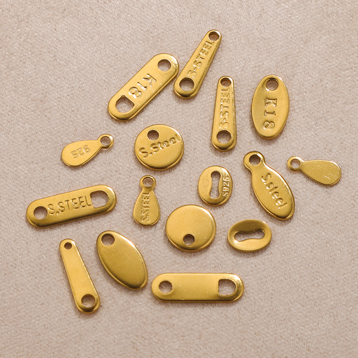 50 Stück Edelstahl 18 Karat vergoldet, ovale Charm-Anhänger, kleine Verlängerungskette, Anhänger, DIY-Designer-Schmuckherstellung – Detail 4