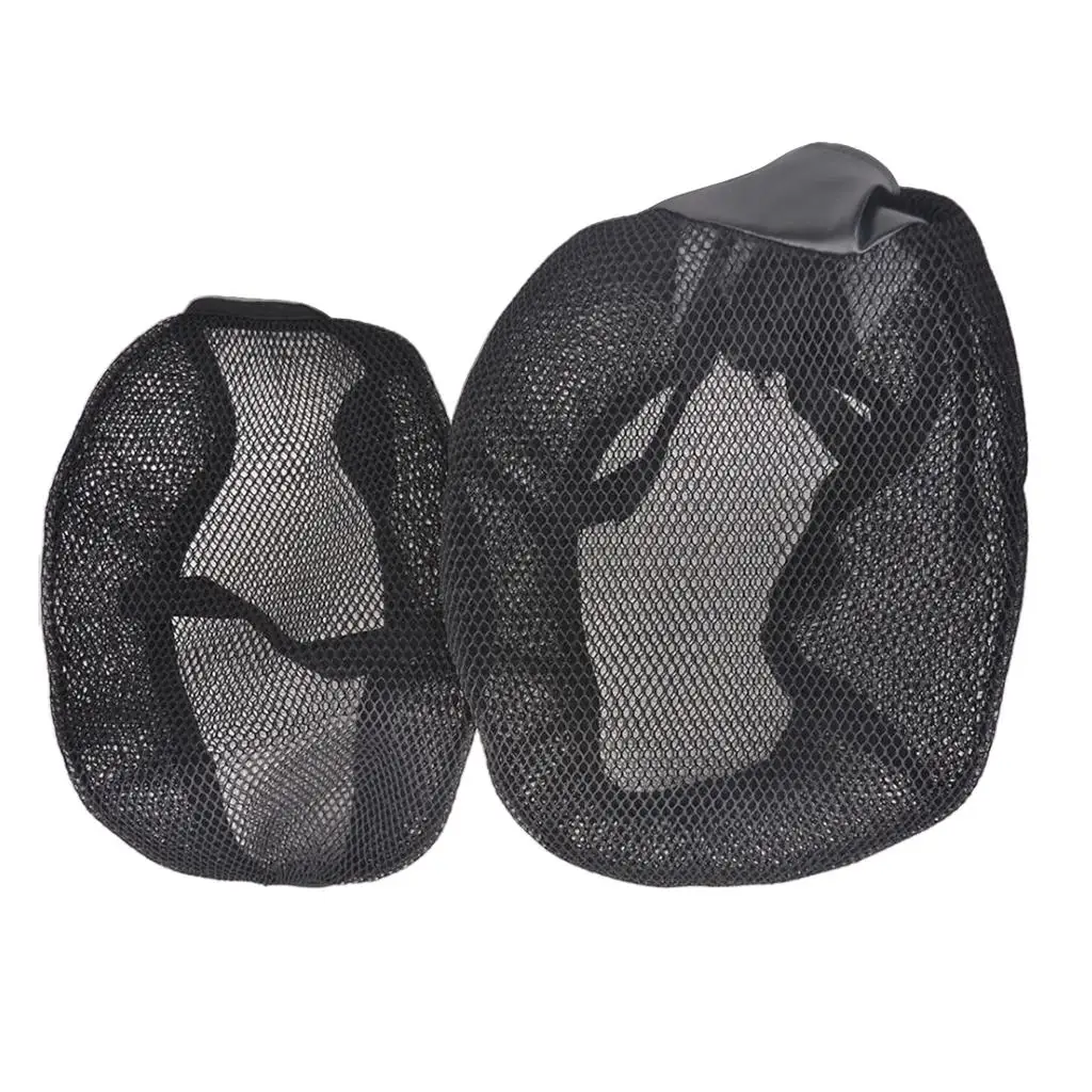 2 Pieces Motorcycle Seat Cover Cooling Mesh Cushion Pad Universal for Black