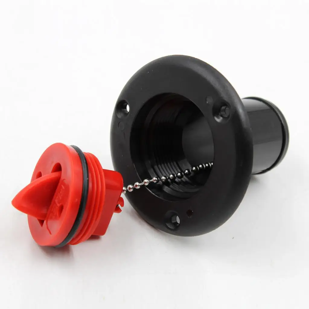 MagiDeal Black Nylon 38mm 1 1/2` Fuel Gas Deck Filler & Red Cap Flush Mount for Boat