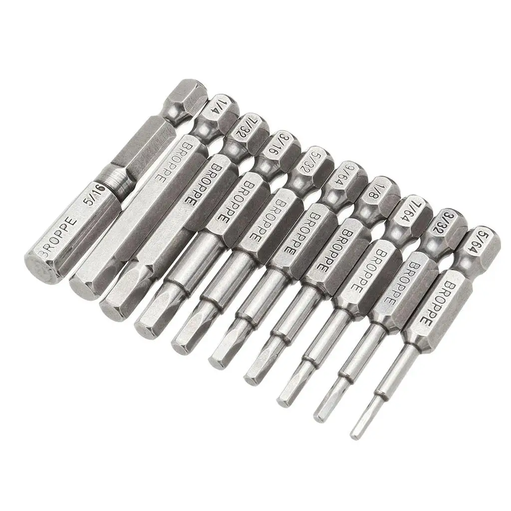 10 Pack of Hex Head Allen Wrench Drill Tips - Attachment - Silver