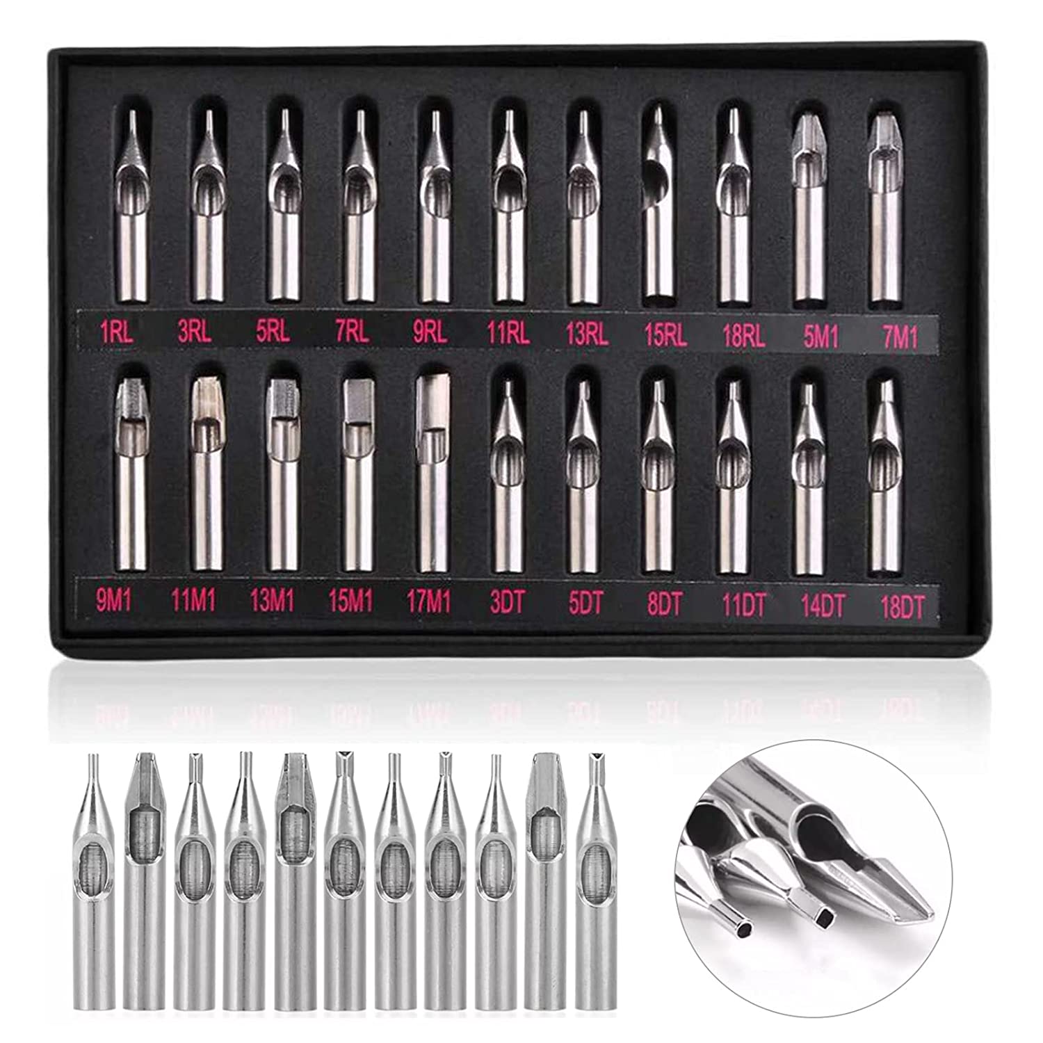 Best of 22 / 11pcs Stainless Steel Tattoo Tips Set Mixed RT FT DT Round Flat Diamond Assorted Types Tattoo Tip Tube Kit For Tattoo Machine Reviews & Tips