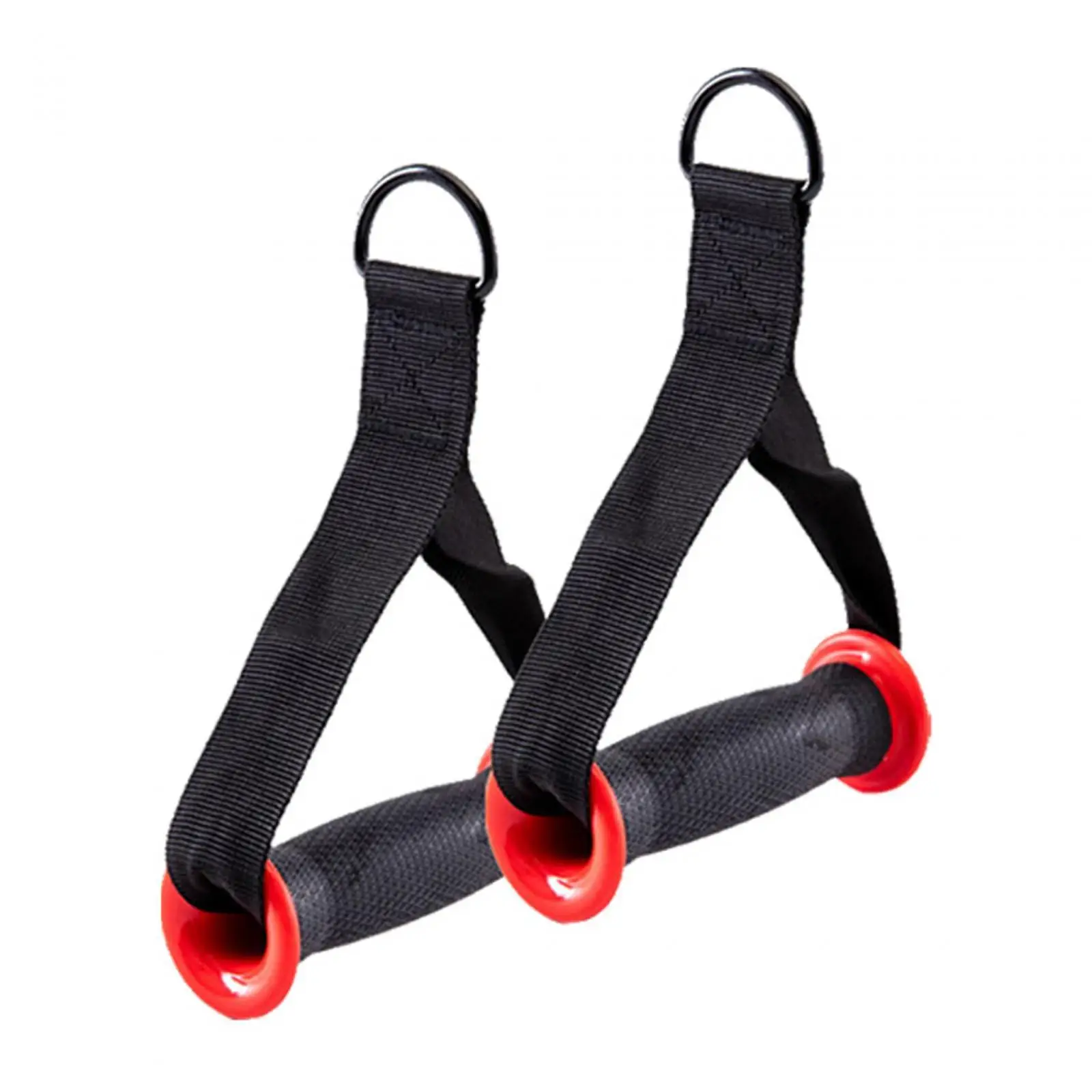2Pcs Gym Handle Lat Row Bar Attachment Stirrup Tricep Rope Press Handles