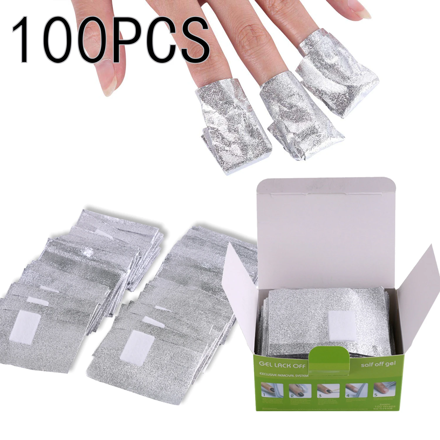 100 Pcs Gel Nail Polish Remover Wraps
