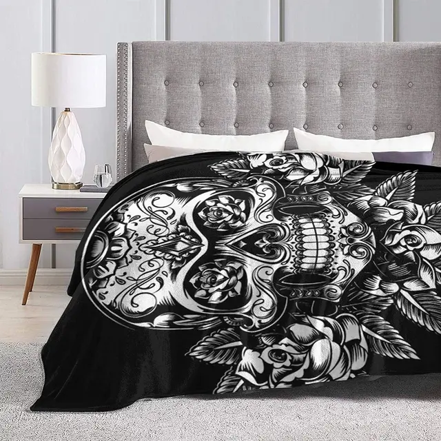  Halloween Spooky Skull Flowers Flannel Fleece Blankets, Soft  Warm Throw Blanket 40x60In Ornate Damask Texture Lightweight Sofa Bedspread  Throws for Couch/Bed/Living Room Bedroom Black : Home & Kitchen