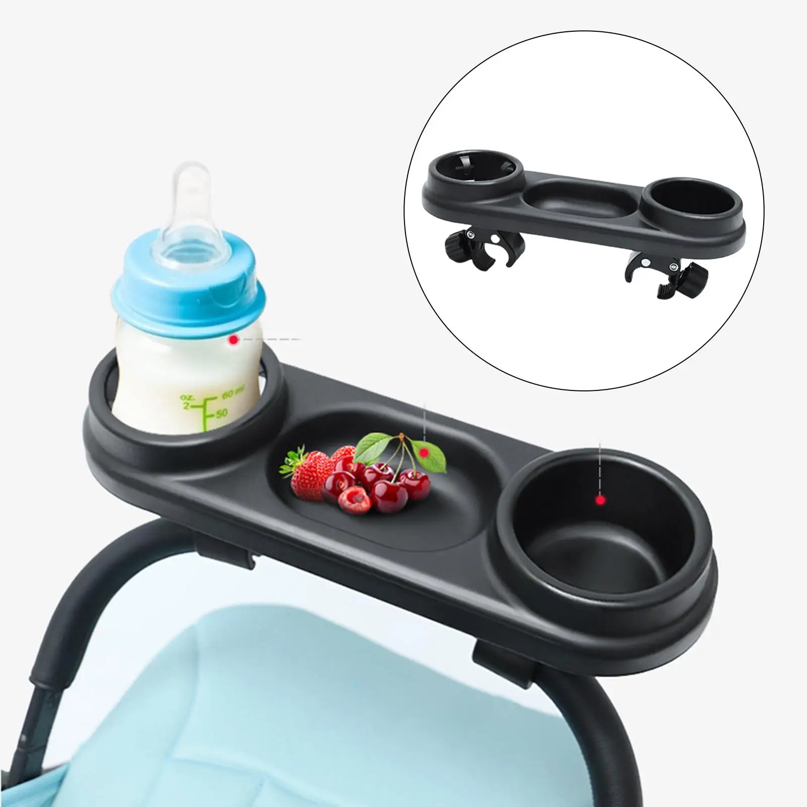 Stroller Tray Snack Tray and cup  Holder, Fits Most Types of Strollers with Armrests Durable Accessories Stable Fixation Grip