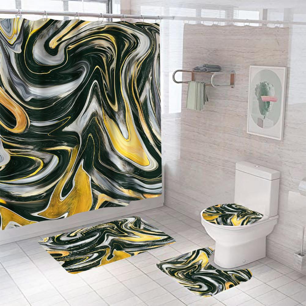Modern Style Marble Polyester Shower Curtain Bathing display picture 9