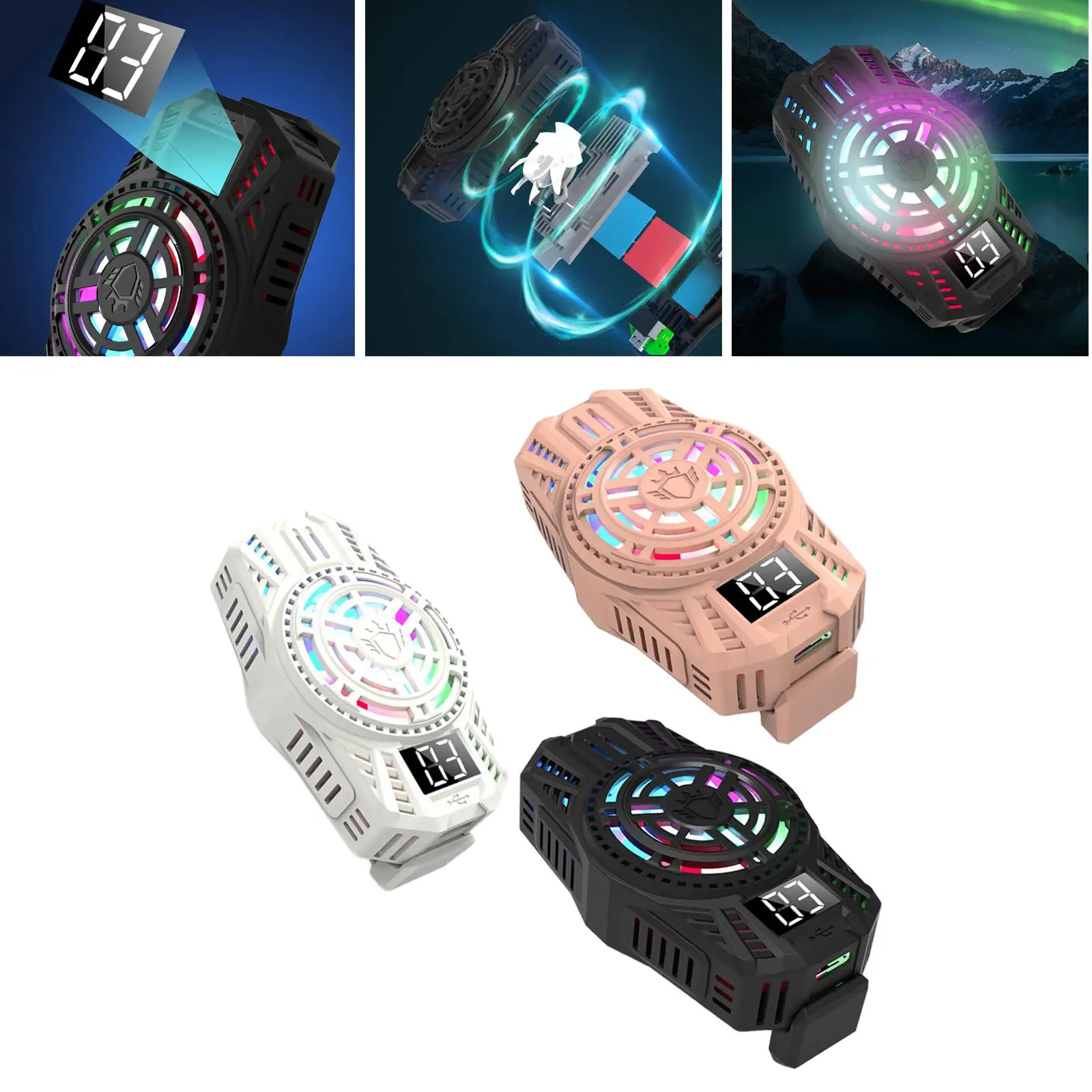 Phone Cooling Fan for 4.5-6.7inch Cellphone Phone  Sink LED Digital Display Phone  Playing Game