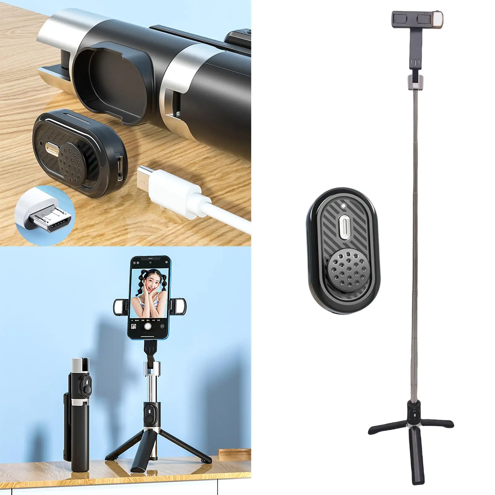 Bluetooth Selfie Stick Tripod with Wireless Remote Smart Phone Holder for for iOS