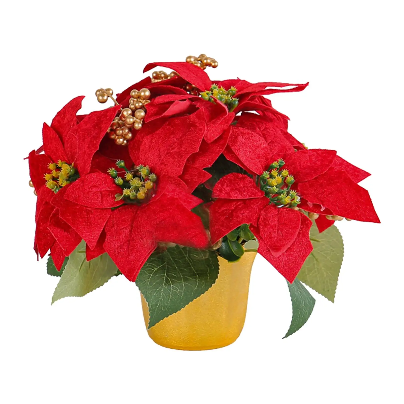 Potted Red Poinsettia Artificial Red Poinsettia Plant for Table Centerpiece