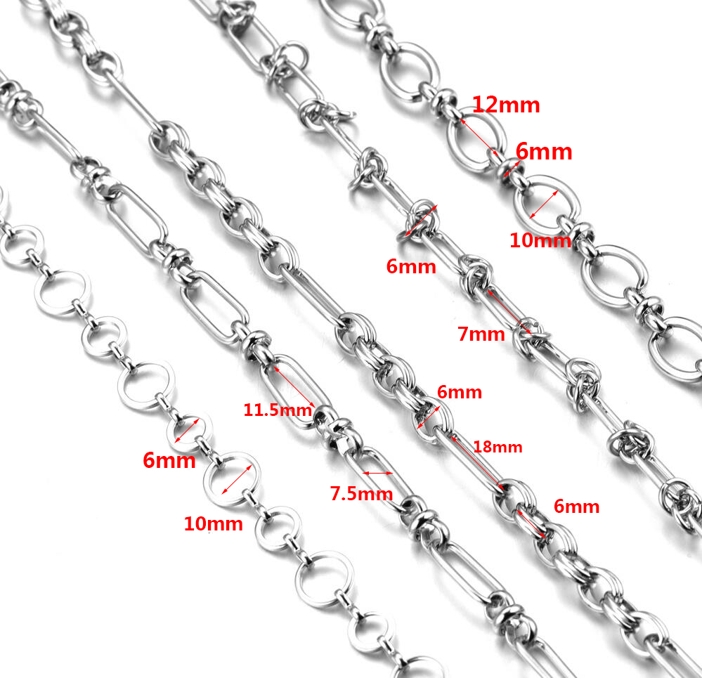 1M Edelstahl Schwere Oval Chunky Knoten Hip Hop Punk Kette Nicht Verblassen DIY Schmuck Halskette Armband Ketten handgemachte Liefert – Detail 7
