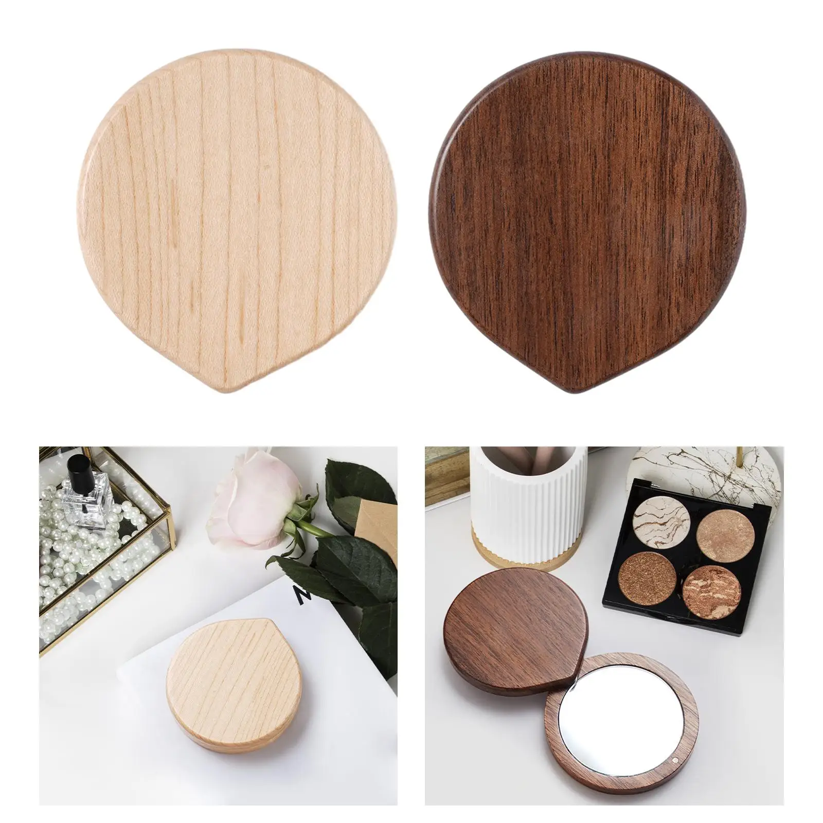 Travel Makeup Mirror Durable Decoration Wooden Easy to Use Handheld Makeup Mirror Little Mirror Purse Mirror for Handbag Outdoor