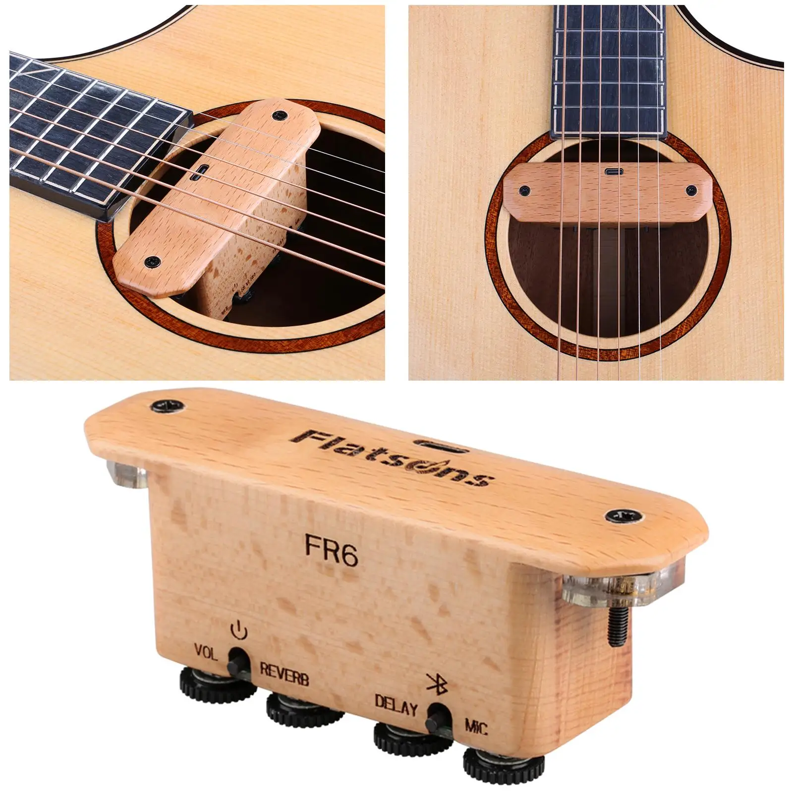 Guitar Pickup Rechargeable BT Connection Acoustic Cover Enhancer Guitar