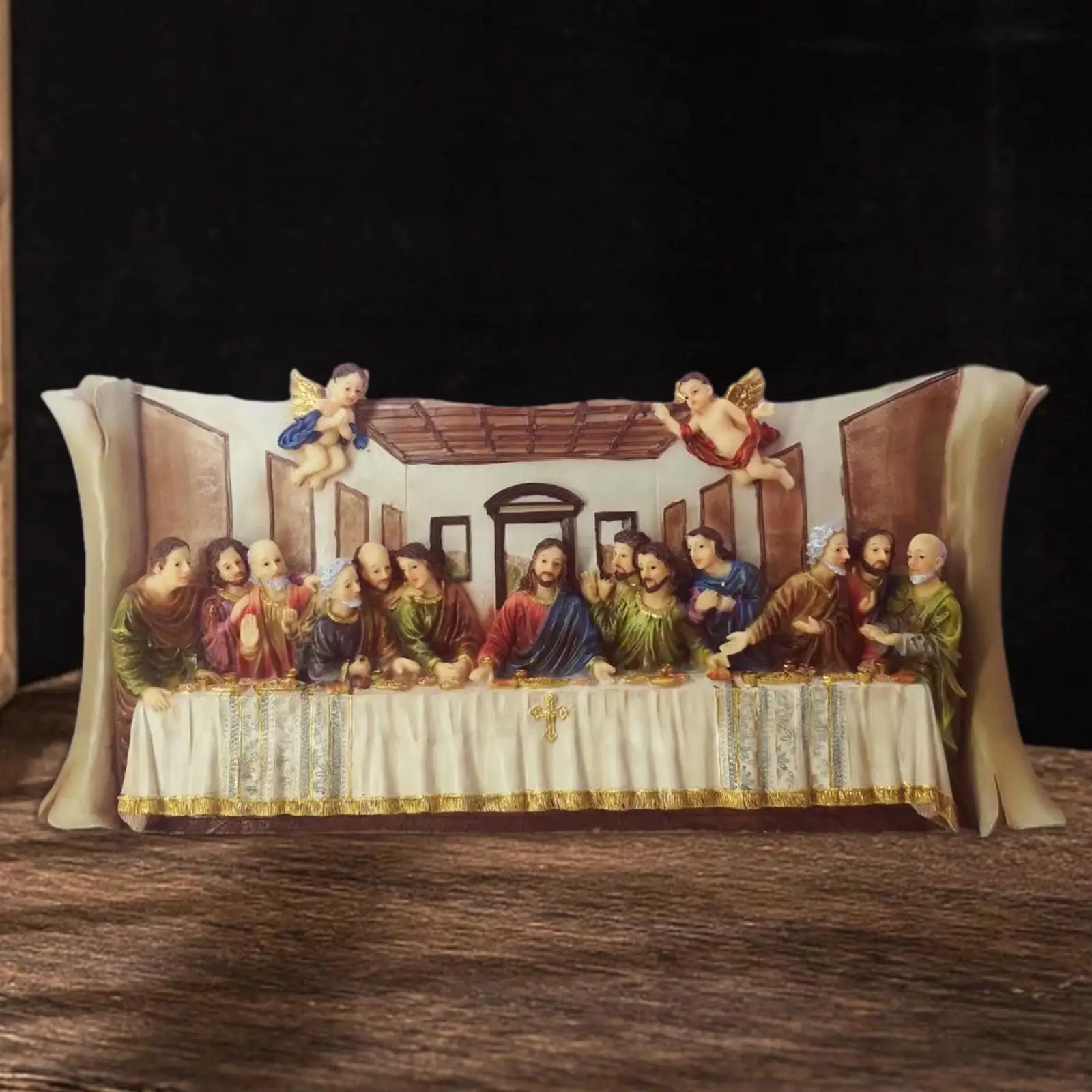 Resin Last Supper Statue Sculpture Desk Display Artwork Religious Statue Sculpture for Home Living Room Religious Gift Ornaments