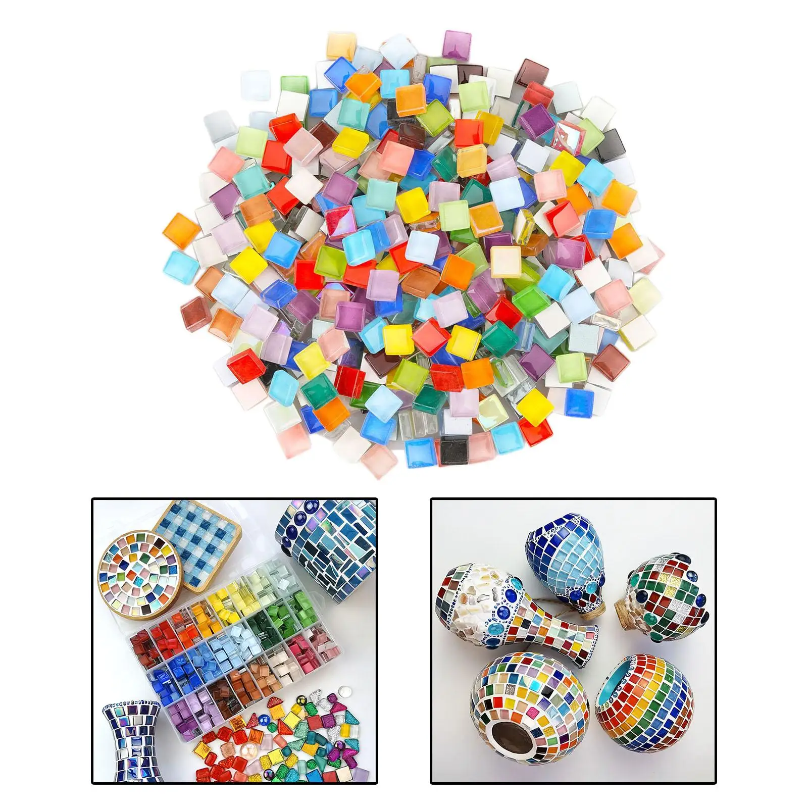 Crystal Glass Mosaic Tiles Glitter Assorted Mix 10x10x4mm Gifts DIY Material 1kg 1000G Mixed for  Home Decor  