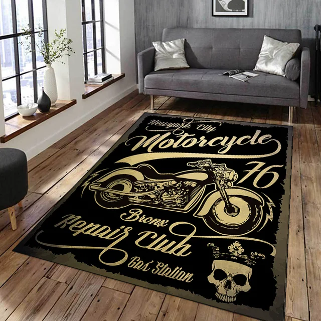 Personalized Motorcycle Garage Rug - Dingmun  Rugs on carpet, Vintage  house, Motorcycle garage