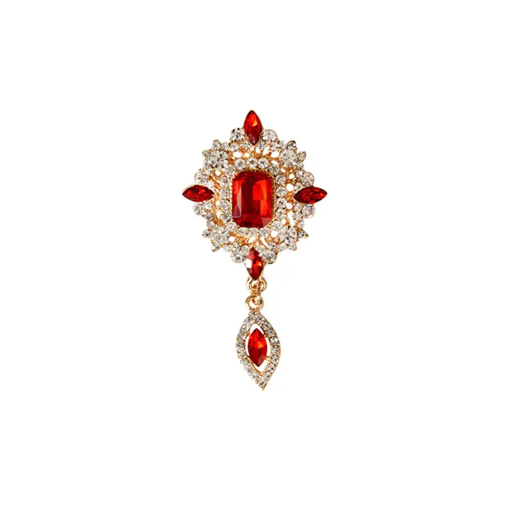 Crystal Rhinestone Angle Tears Red Gemstone Brooch Pin Wedding Bridal