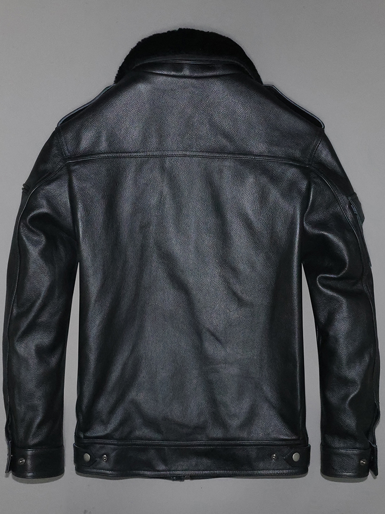 Description Picture 3 of item2023 Men's Autumn Winter New Natural Cowhide Leather Coats Male Slim Fit Short Overcoats Men Genuine Cow Leather Jackets F402
