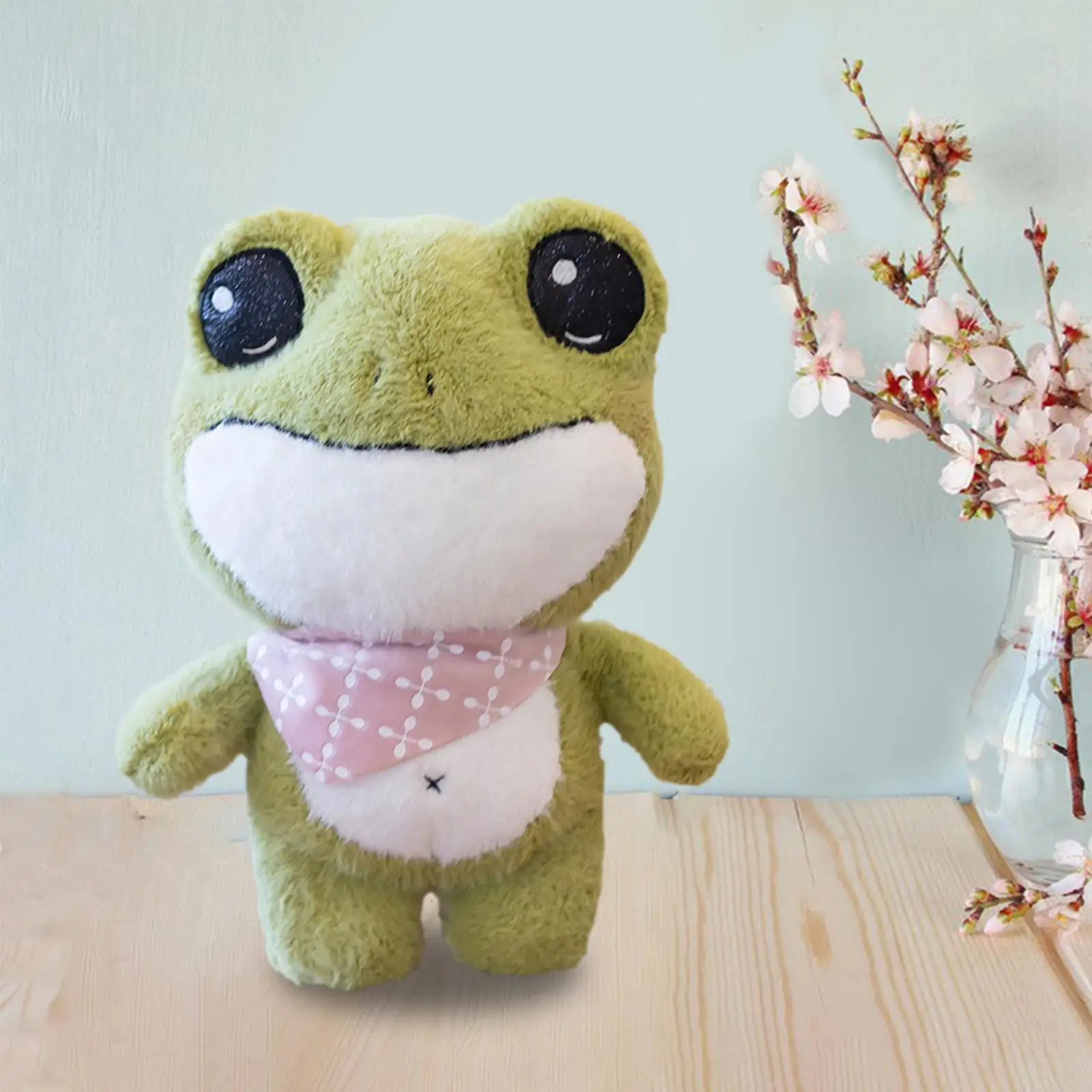 Adorable Frog Plush Toy Soft Green Frog Doll Home Decoration 30cm with Clothes