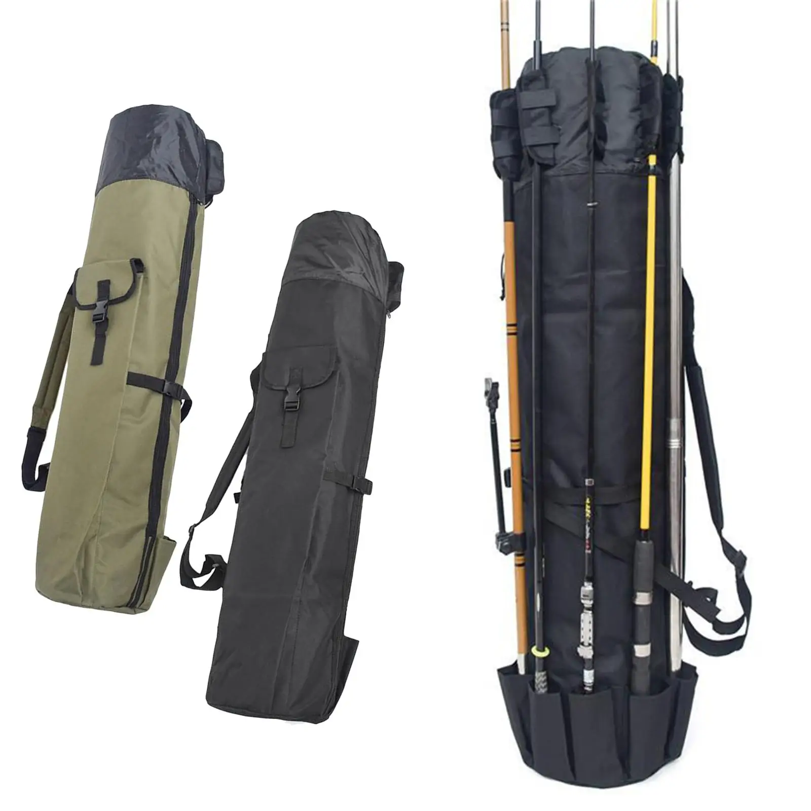 Fishing Rod Bag 5 Poles Carry Case Carrier  Tube Storage  Holder