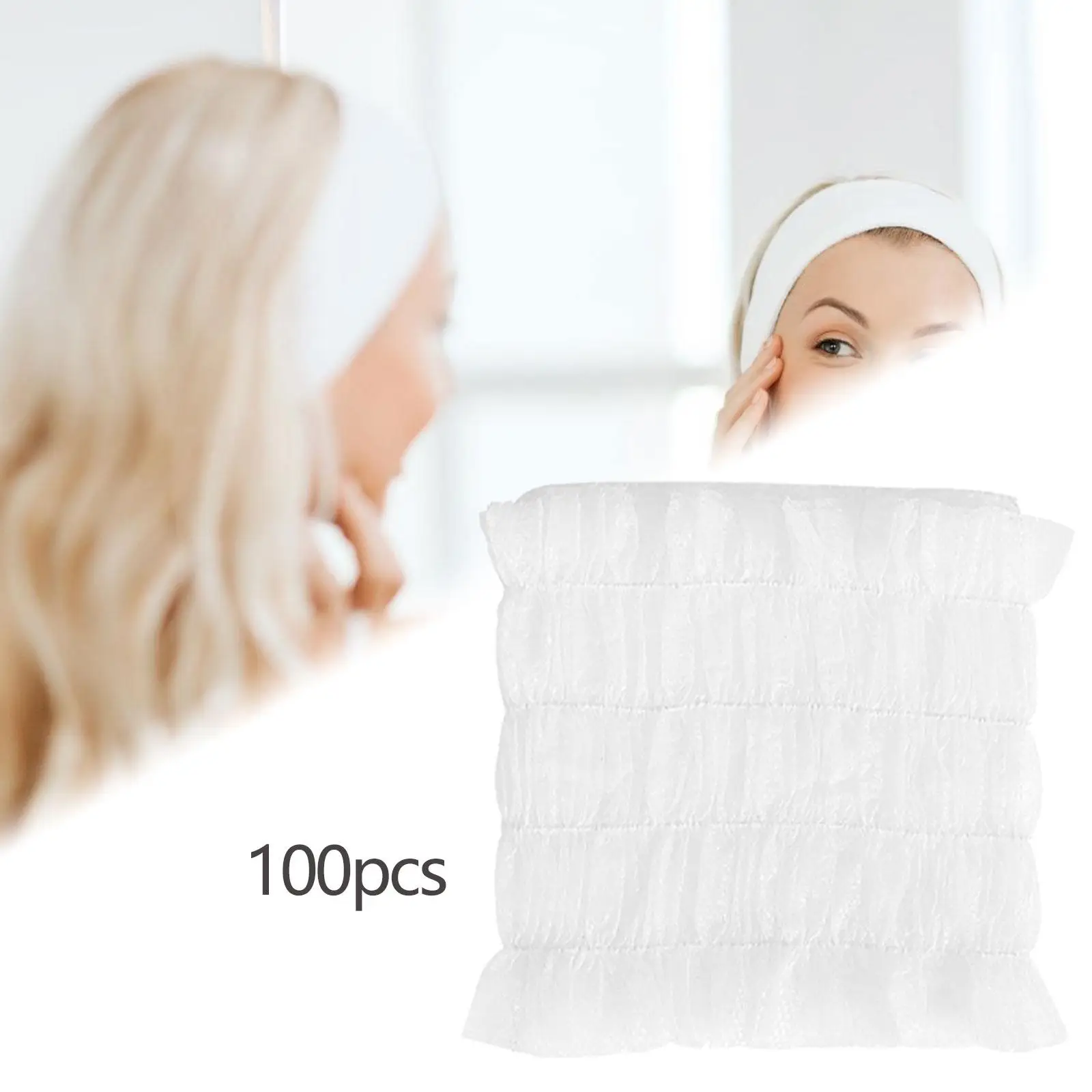 100 Pieces Nonwoven Hair Tie Womens Head Scarves Headwrap Beauty Headbands Hair Hoop for Bath Shower Party Makeup Hospital Girls