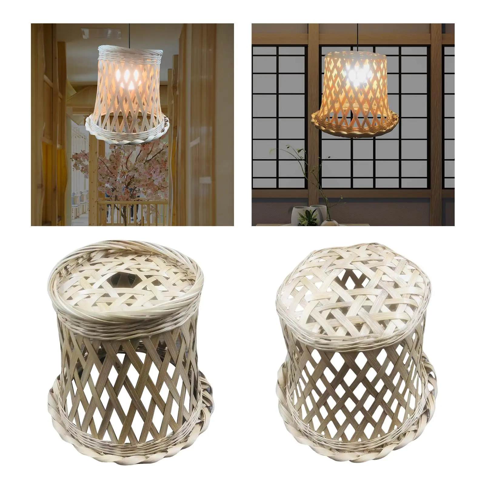 Bamboo Lamp Shade Covers LED Pendant Light for Ceiling Light Fixture Nursery Office