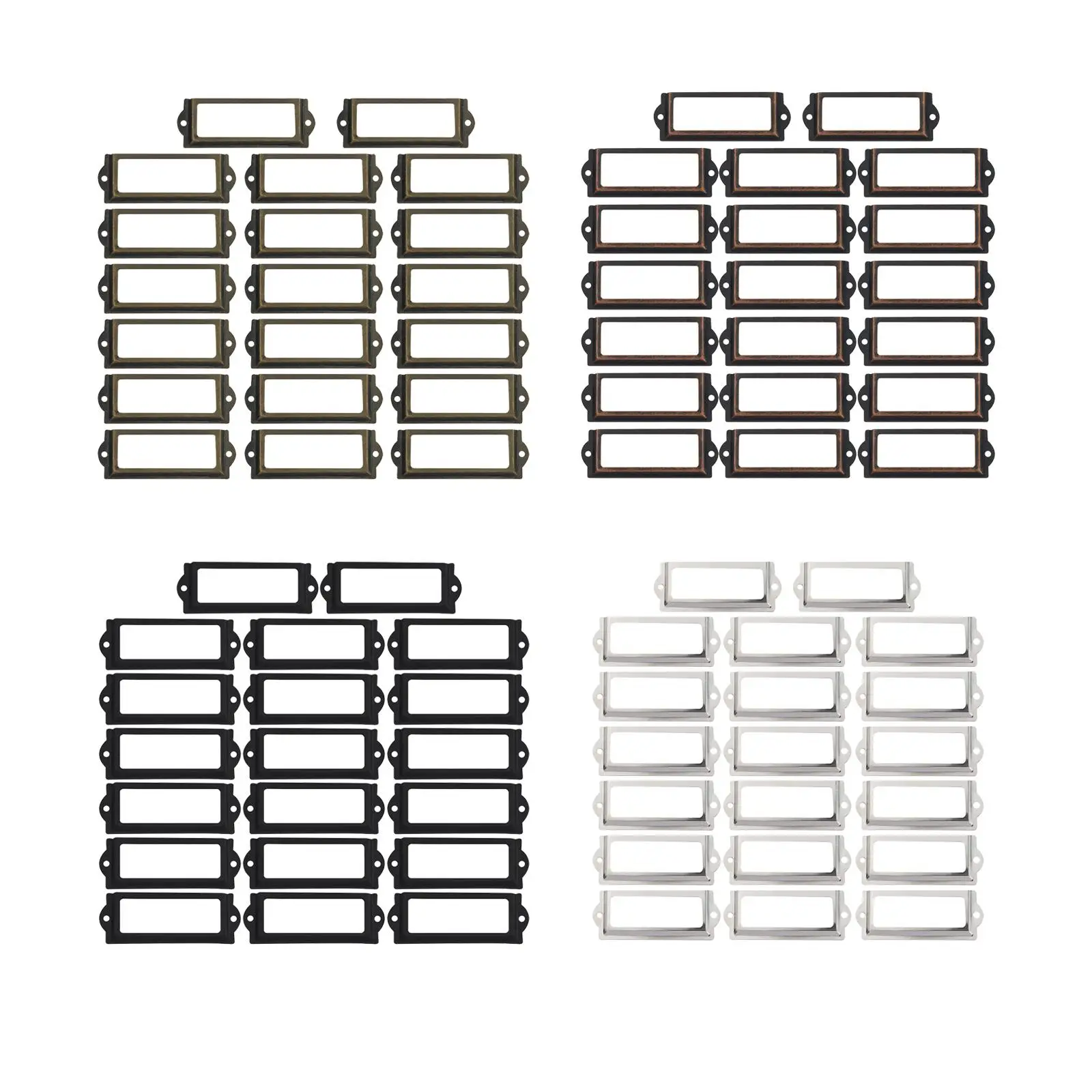 20x Office File Label Holder, Metal Frame Handle, Drawer Tag Pull Name Card Tag Hardware Accessories
