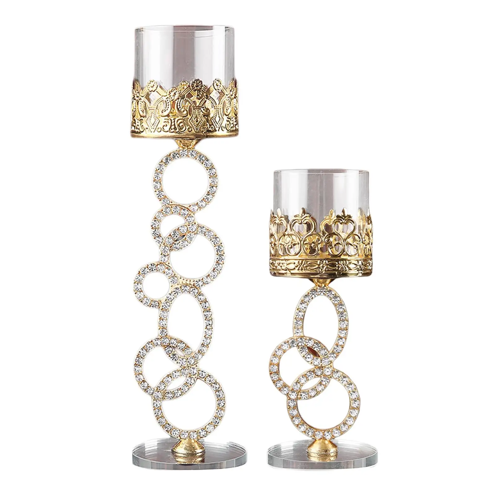 Cylinder Crystal Candlestick, Decorative Tea Light Holder Ornament Holders for Tabletop Cafe Wedding Home Decor