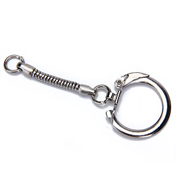 10x Metal Snake Chain Key Rings Snap End Jump Ring Craft Accessories Silver