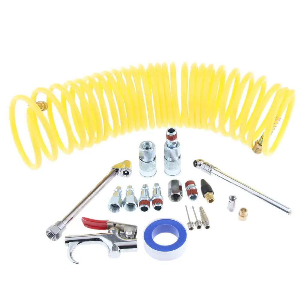 20 Pieces Air Hose Fittings Air Compressor Accessory Kit With Blow Gun
