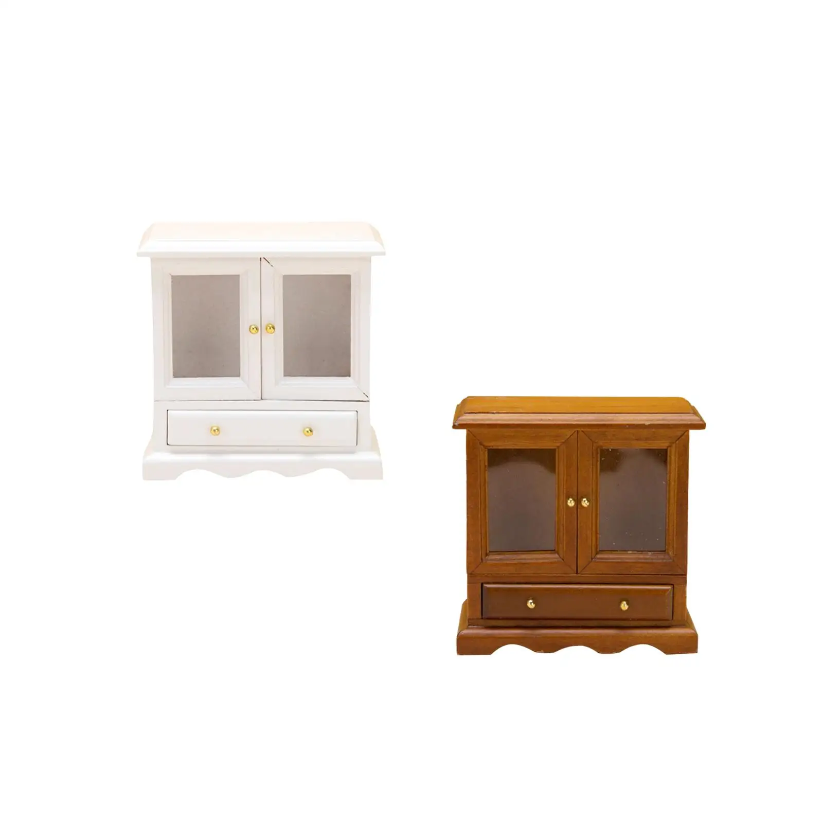 1/12 Scale Dollhouse Cupboard Cabinet Shelf Wood Model for Kitchen Delicate