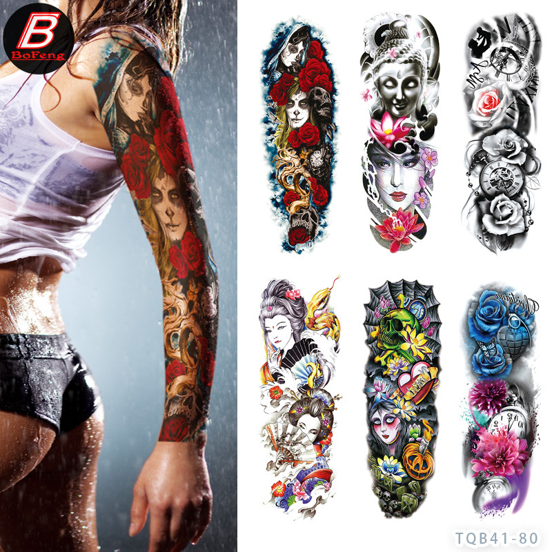 Best of Waterproof Temporary Full Arm Tattoo Paste Tattoo Tatoo Sticker Wild Wolf Tiger Men Full Skull Totem Fake Tatto For Men Women Reviews & Tips