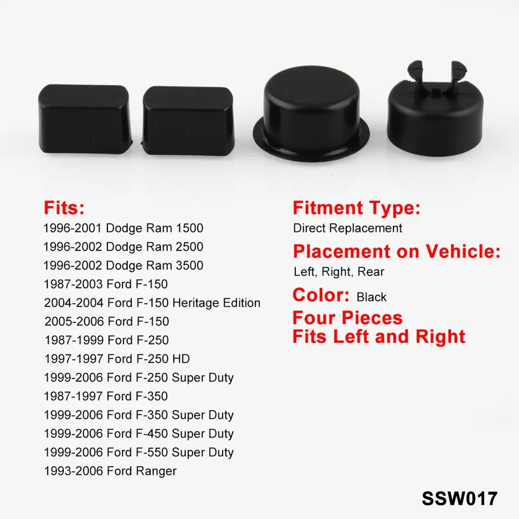 4x Tailgate Hinge Bedside Insert for Left Right Bed Gate Side