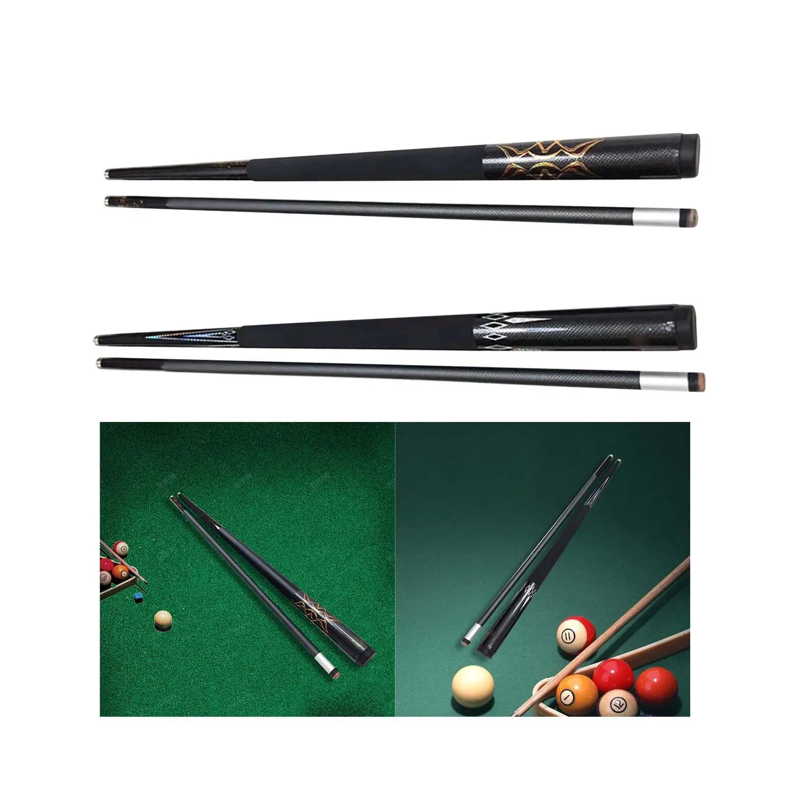Pool Cue Pool Sticks Full Size 58 inch Split Carbon Fiber Snooker Cue Billiard Cue for Unisex Men Women Adult Billiard Players