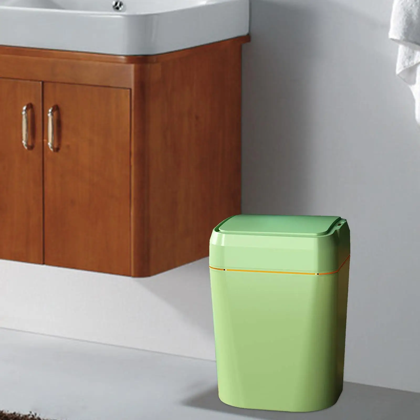 Touchless Trash Can 12L Toilet with Lid Space Saving Rubbish Bin Electric Garbage Bin for Bedroom Corner Bathroom Office