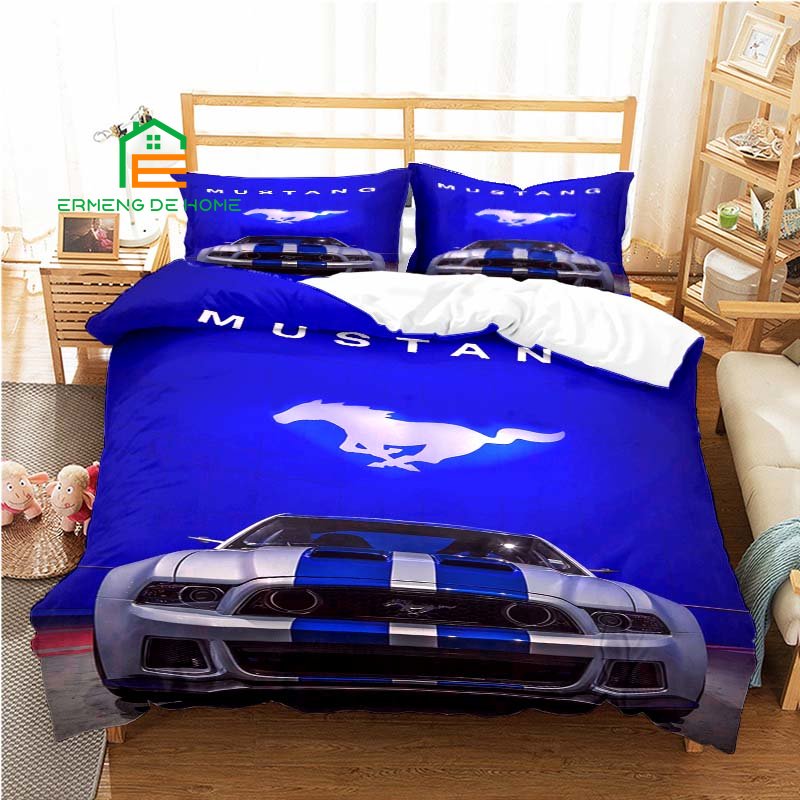 Mustang Racing Car Pattern Duvet Cover Set