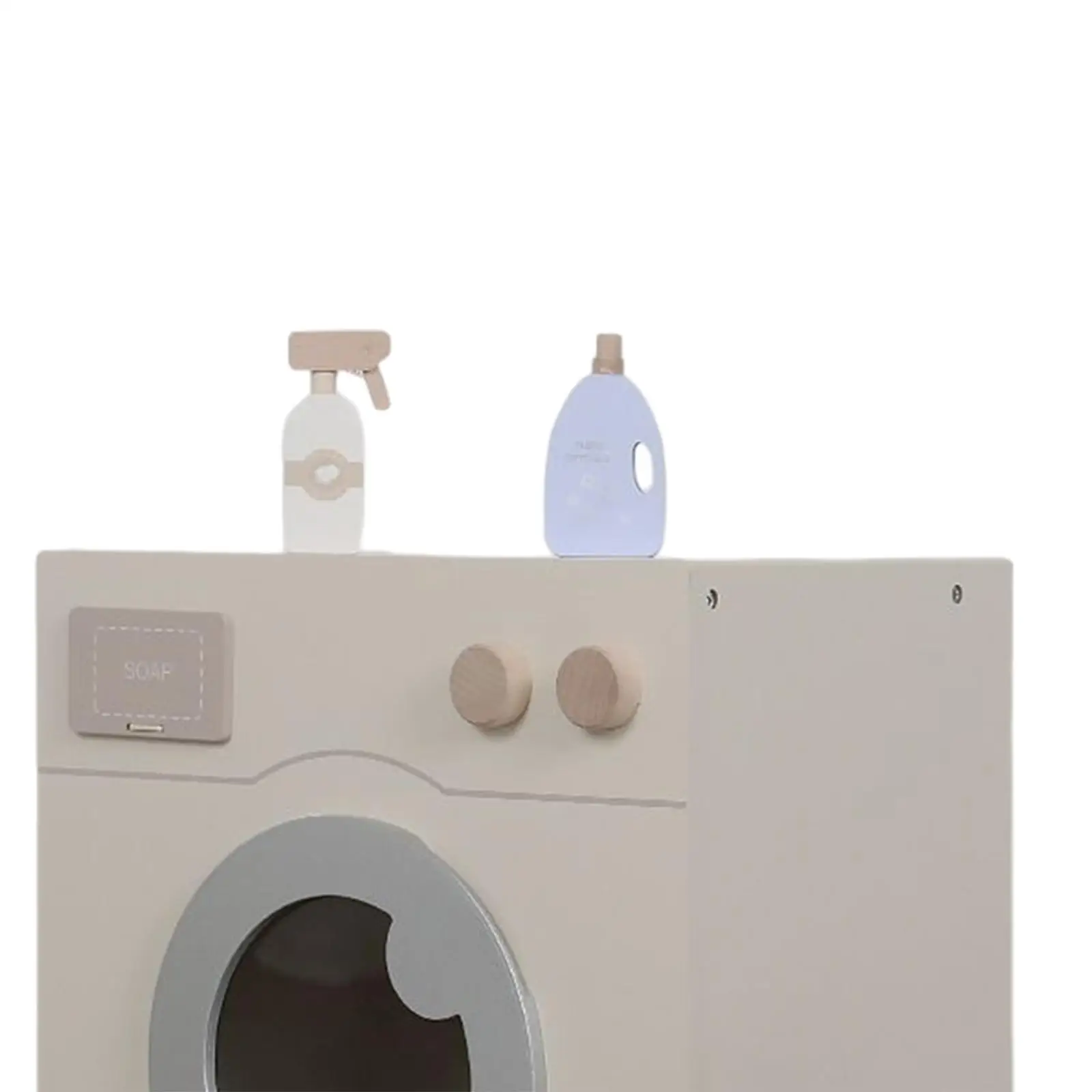 Wooden Washing Machine Playset Appliance Pretend Play Interactive Toy with