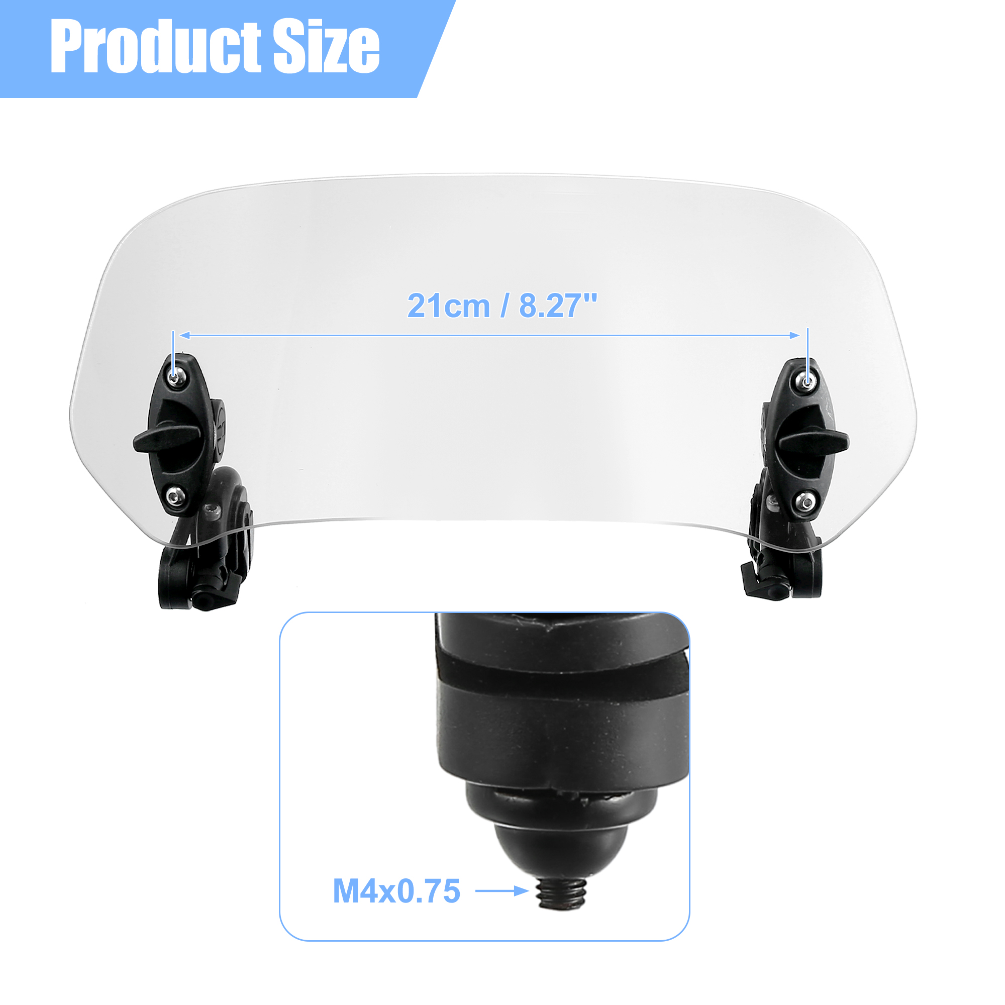 Motoforti 28,5 cm Motorrad Windschutzscheibe Wind Deflektor Einstellbare Clip Windschutzscheibe Verlängerung Universal-Fit für Die Meisten Motorrad – Detail 2