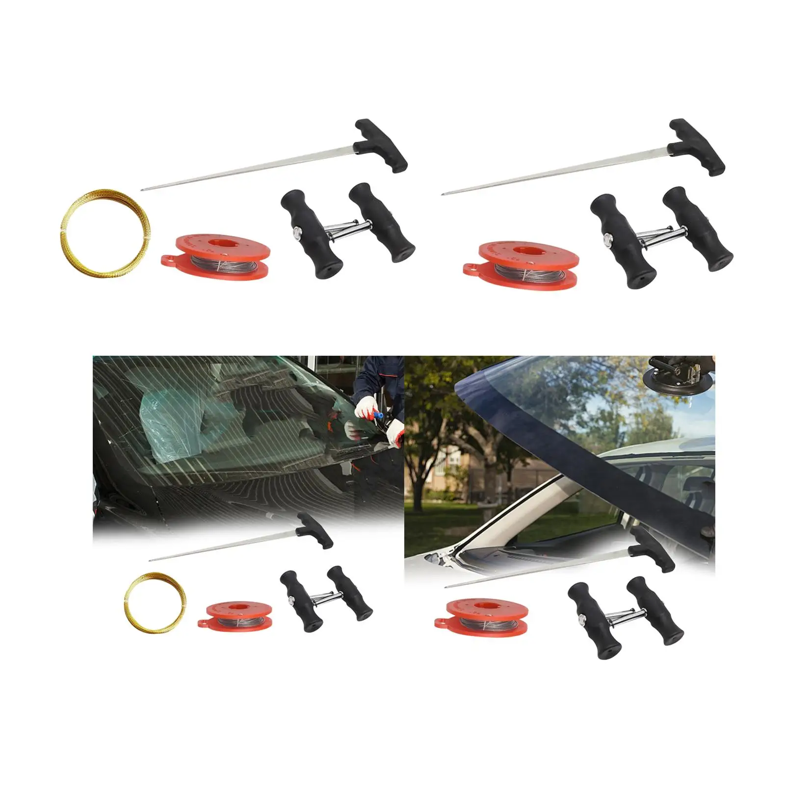 Car Windshield Removal Tools Set Compact with Steel Wire Quality Comfortable Grip Automotive Wind Glass Remover Universal