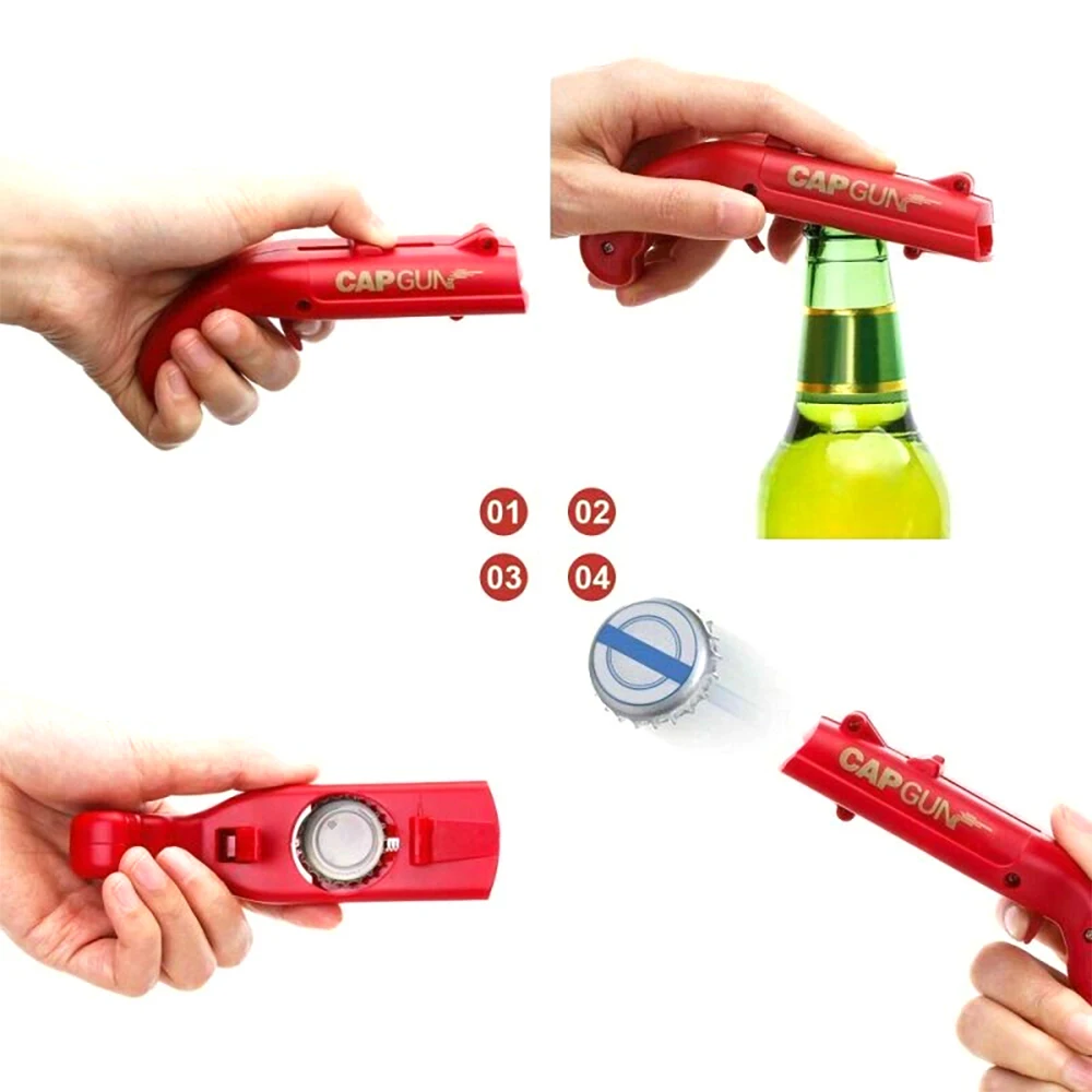 Description Picture 4 of itemCap Gun Beer Bottle Opener Portable Beverage Drinking Opening Gun Cap Launcher Kitchen Party Supply Bar Tool Kitchen Accessories