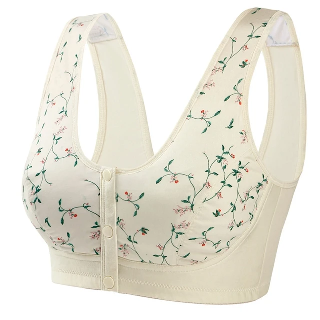 Women's Printed Wireless Bras Comfortable Cotton Soft Cotton Underwear for  The Elderly Breathable Ladies Lingerie