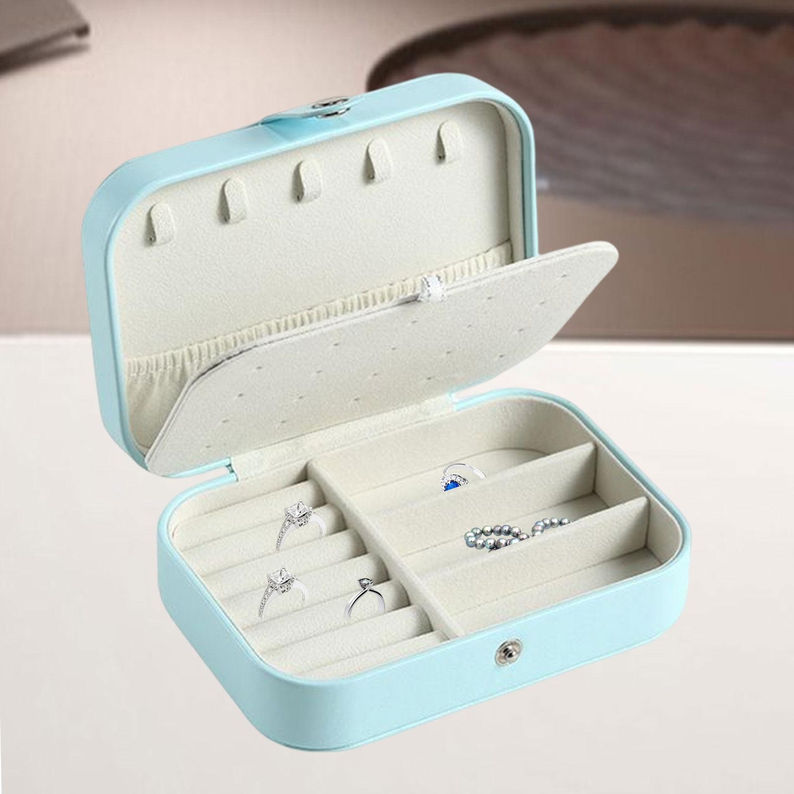 Travel Jewelry Box Double Layer Gift Soft Velvet Lined Display Case Organizer for Necklaces Watches Ear Studs Women Girlfriend