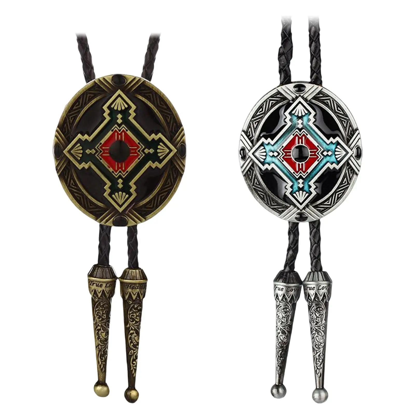 Bolo Tie Western Cowboy Pendant Leather  Special Apparel Accessory for Men Jewelry Durable Unisex Oval Shape Rope Length 100cm