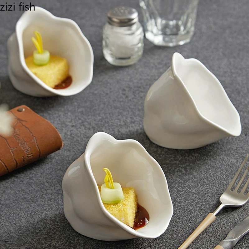 Description Picture 2 of itemWhite Ceramic Bowl Dessert Bowls Dim Sum Dish Sauce Bowls Snack Plate Salad Bowl Dinner Plates Fruit Plate Sashimi Disc Cake Pan