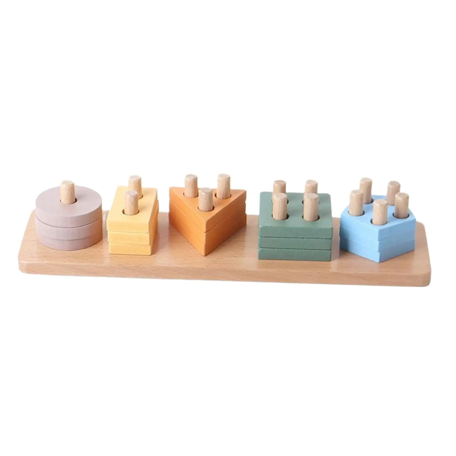 Wooden Sorting Stacking Toy Educational Sensory Toys Shape Color Recognition Blocks for 18+ Months Old Boys Girls Birthday Gifts