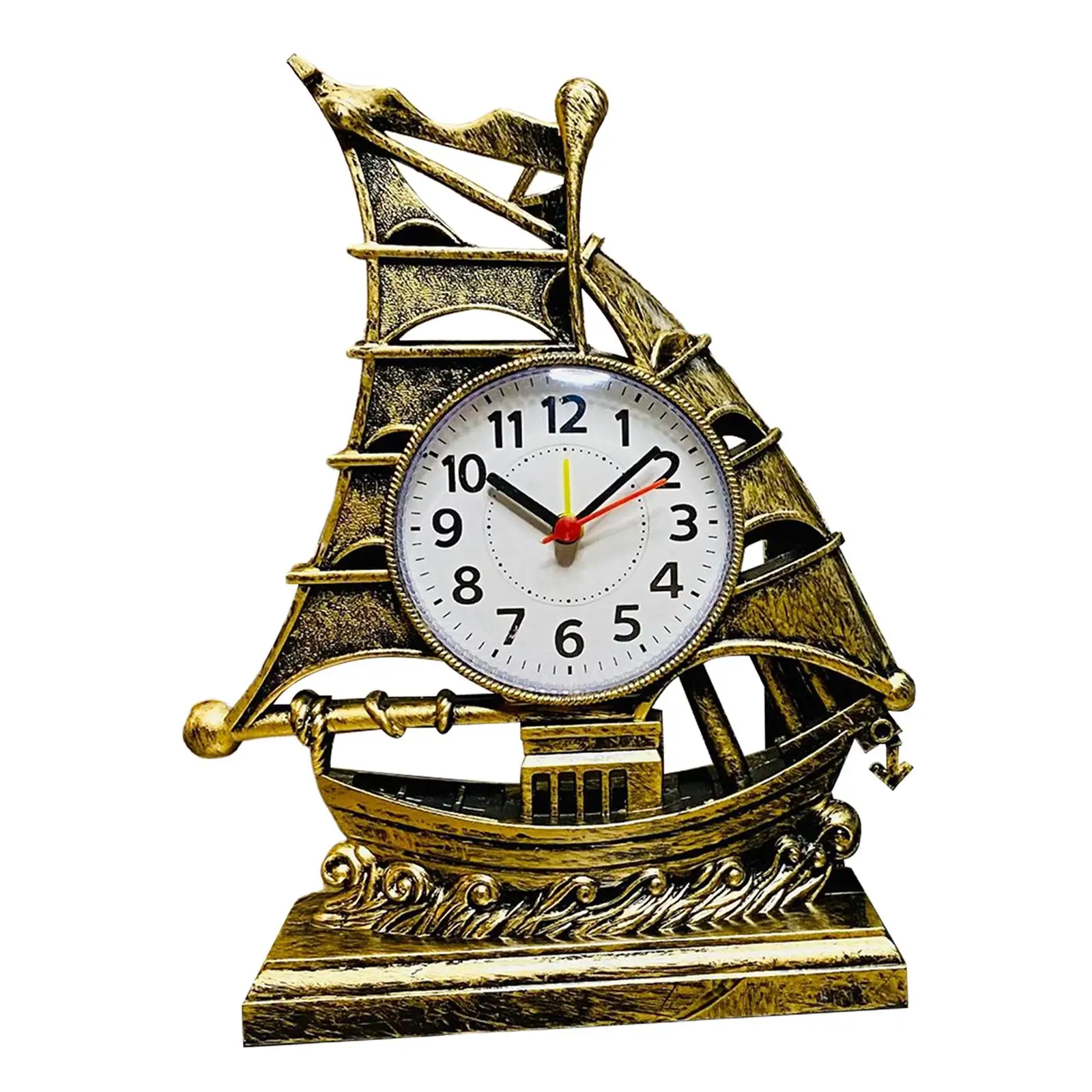 Desk Clock Ornament Sailing Sculpture Alarm Clock Table Clocks Bedside Clocks for Bedrooms Office Living Room Kids