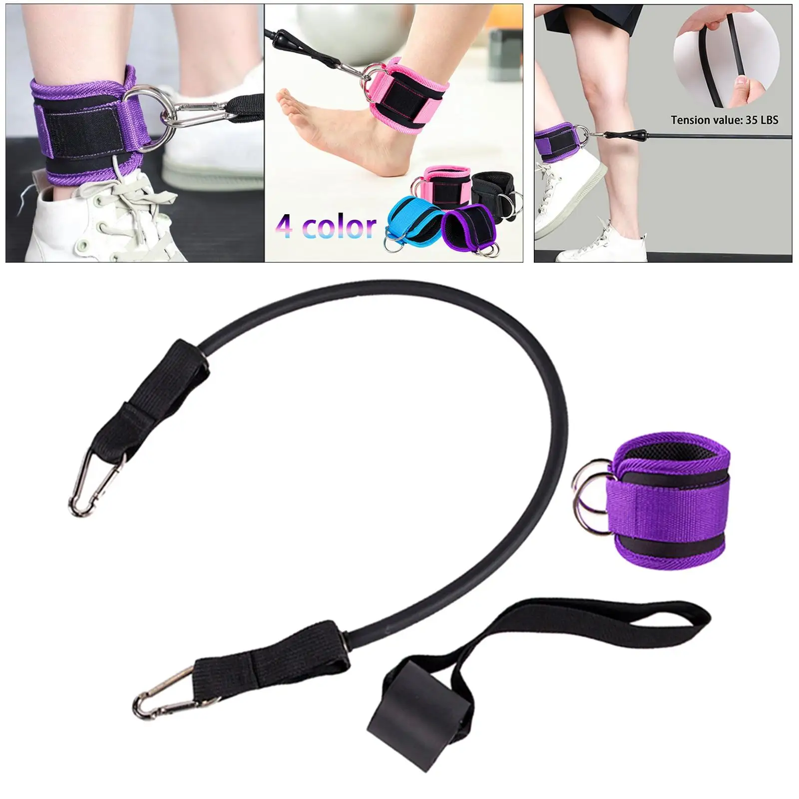 Resistance Band Set D Ring Ankle Strap Door Anchor for Workout Yoga Pilates