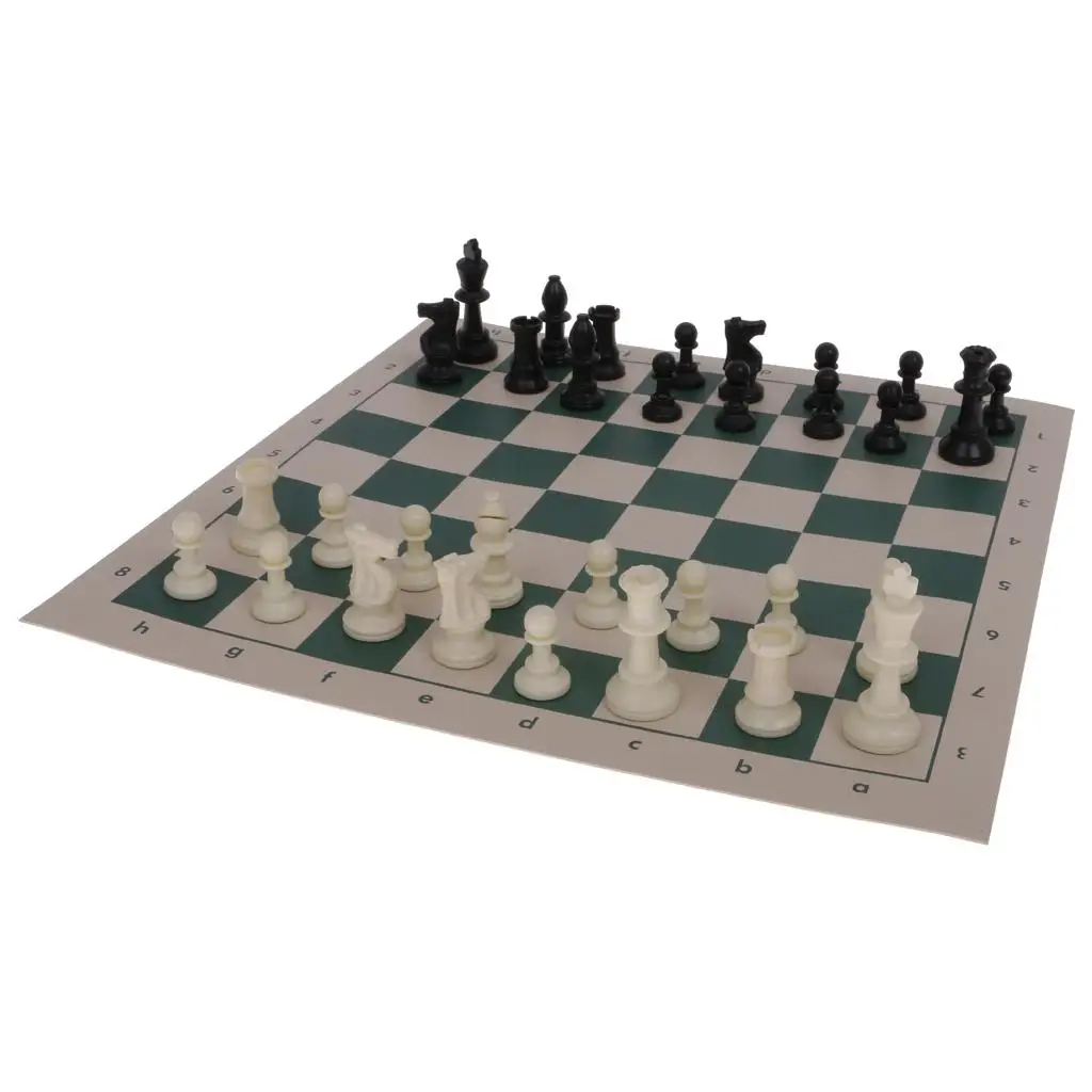 PU Leather Foldable Chess 32 Playing Pawns Set Family Game